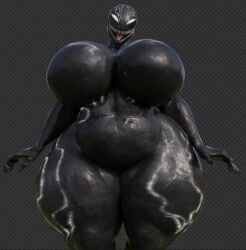 3d coolmaster98 curvy huge_breasts marvel marvel_comics sharp_teeth she-venom symbiote thick_thighs voluptuous voluptuous_female