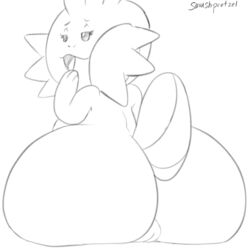1:1 1girls absurd_res anthro ass female hi_res huge_ass monochrome mudkip nintendo pokémon_(species) pokemon pokemon_(species) pokemon_rse pussy smushpretzel text video_games