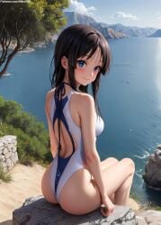 1girls 2d ai_generated ass athletic athletic_female back bare_shoulders belly black_hair blue_eyes blush chest cleavage curvy curvy_figure cute cute_face detailed eyelashes eyeshadow female female_only fit fit_female focus high_quality hime_cut k-on! legs leotard light-skinned_female light_skin lips lipstick long_hair looking_at_viewer makeup mascara mature medium_breasts midriff mio_akiyama_(k-on!) naked navel nero100 one-piece_swimsuit pale-skinned_female pale_skin petite petite_body posing school_swimsuit seductive seductive_look sitting skin_tight smile stable_diffusion swimsuit swimwear tagme thighs young younger_female