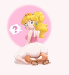 1girls ass breasts clothed female goomba lickagoat mario_(series) princess_peach sitting tagme