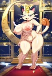 1girl 1girls 2024 2024s ai_generated anthro anthro_only anthrofied big_breasts breasts breasts_bigger_than_head busty carpet completely_nude completely_nude_female crescent_moon curvaceous curvy curvy_body curvy_female curvy_figure deep_navel detailed feline felis female female_anthro female_focus female_only fur furry furry_female furry_only game_freak gen_1_pokemon generation_1_pokemon high_resolution hips huge_breasts inside javvy large_breasts long_tail meowth moon navel nintendo nipples nude nude_female oiled oiled_body oiled_skin palace pokémon_(species) pokemon pokemon_(creature) pokemon_(franchise) pokemon_(game) pokemon_(species) pokemon_rgby pokemorph pussy red_carpet shiny_skin smile stable_diffusion tail thick_thighs thighs voluptuous voluptuous_female wide_hips