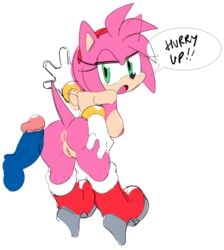 1boy 1girls 2019 accessory amy_rose animal_ears anthro anthrofied anus ass balls big_ass big_butt black_nose blue_balls blue_penis boots bracelet breasts bubble_ass bubble_butt clothing dat_ass dialogue disembodied_penis duo english_text erection eulipotyphlan exposed_torso female female_focus footwear fur furry furry_only gloves hairband handwear headband hedgehog humanoid_genitalia humanoid_hands humanoid_penis humanoid_pussy imminent_sex impatient jewelry looking_back male mammal mostly_nude naked nipples nude penis pink_fur presenting_butt presenting_vagina pussy sega shoes simple_background solo_focus sonic_(series) sonic_the_hedgehog speech_bubble spreading tail tan_fur testicles text thick_thighs video_games watatanza white_background wide_hips