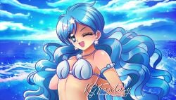 1girls before_sex blue_eyes blue_hair boobs bra breasts earrings hanon_hosho houshou_hanon kgfantasy long_hair mermaid_melody_pichi_pichi_pitch pendant seductive seductive_eyes seductive_look seductive_pose seductive_smile smile smiling solo_female star_earrings tits