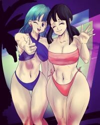 2girls bulma_briefs bulma_briefs chichi dragon_ball dragon_ball_z nes_pandansfw tagme