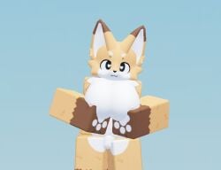 3d female_focus fox_girl furry_only gameplay_screenshot hands_on_breasts roblox robloxian tagme teasing