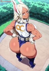 ai_generated boku_no_hero_academia huge_ass leotard looking_at_viewer looking_back miruko muscular_female my_hero_academia rumi_usagiyama smile tagme wide_hips