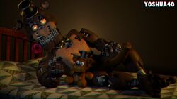 bed five_nights_at_freddy's five_nights_at_freddy's_4 horsecock male male_only nightmare_freddy nude penis solo tagme