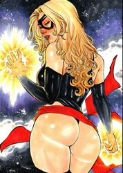 1girls 2019 ass aura avengers big_ass big_breasts black_gloves black_leotard black_thighhighs blonde_hair blue_eyes blush breasts busty carol_danvers curvaceous curvy dat_ass domino_mask ed_benes_studio energy eyeshadow female female_only from_behind from_below gloves half-closed_eyes human leotard long_hair makeup mariah_benes marvel marvel_comics mascara mask ms._marvel ms._marvel_(carol_danvers) pinup purple_lips purple_lipstick red_sash sash solo standing superheroine thick_ass thick_thighs thighhighs thighs voluptuous