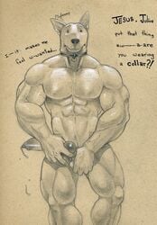 abs animal_genitalia animal_penis anthro balls biceps big_muscles bodily_fluids bull_terrier canid canine canine_penis canis collar cum domestic_dog erection eyebrows genital_fluids hunting_dog invalid_tag julius knot male male_only mammal masturbation muscular muscular_male obliques penis precum snout solo terrier triceps tush vein