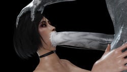 1girls 1monster 3d 3d_(artwork) ada_wong ada_wong_(adriana) after_oral animated asian asian_female big_breasts black_background black_border black_hair breasts capcom choker closed_eyes cum cum_on_lips cum_string deepthroat dubious_consent eye_roll fellatio female femsub forced forced_oral grey_body grey_penis grey_skin half-closed_eyes hand_on_another's_head hand_on_head hands_on_another's_thighs head_grab huge_penis human icedev interspecies larger_male long_penis looking_on male maledom monster mouthful mr_x nail_polish oral pectoral_bulge penis resident_evil resident_evil_2 resident_evil_2_remake rugged_penis saliva short_hair shorter_than_30_seconds size_difference smaller_female sound submissive submissive_female throat throat_bulge thrusting tyrant uncensored veins veiny_penis video