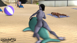 3d 3girls alien_girl ashley_williams beach bioware commander_shepard donyto female female_only femshep inflatable_dolphin interspecies jane_shepard mass_effect quarian summer tali'zorah_nar_rayya xenophilia