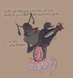 2_toes 3_fingers 5_fingers ant ant_queen antennae_(anatomy) anthro anthro_penetrated arthropod arthropod_abdomen arthropod_abdomen_penetration ass assisted_sex athletic_female blush bodily_fluids claw_fingers claws dialogue duo ear_blush english_text feet female female/female female_anthro female_orgasm fingers forced from_behind_position genitals group group_sex hi_res holding_arms holding_both_legs human human_on_anthro human_penetrating human_penetrating_anthro hymenopteran incest_(lore) insect insect_girl insects internal interspecies larger_anthro larger_female leaking lifting_another light-skinned_male living_condom looking_at_viewer male male/female male_human male_on_anthro mammal penetration penile penile_penetration penis pincers pink_body purple_body restrained saliva sex size_difference skinnedteeth smaller_human speech_bubble talking_to_viewer text threesome toe_claws toes trio white_body x-ray_view