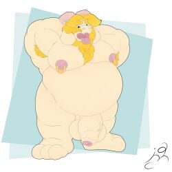 1:1 1boy absurd_res anthro asgore_dreemurr balls blonde_hair body_hair boss_monster_(undertale) bovid caprine foreskin fur genitals goat hair hands_behind_head hi_res humanoid_genitalia humanoid_penis jon_noj long_ears male male_only mammal nipple_piercing nipples nude open_mouth overweight overweight_male penis piercing solo undertale undertale_(series) white_body white_fur