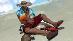 1boy 3d alternate_costume animated beach blizzard_entertainment blonde_hair clothed cole_cassidy cumshot dark-skinned_male erection flare_pistol flip_flops glasses glasses_on_head greatbigboyblue handjob holding_penis lifeguard_cassidy male male_only masturbation mouth_open muscular no_sound orgasm_face orgasm_from_handjob overwatch pants_open penis penis_out penis_through_fly public_masturbation public_topless spread_legs straw_hat stroking_cock sunglasses_on_hat swimwear tan_skin topless topless_male towel_around_neck video whistle_around_neck wristband