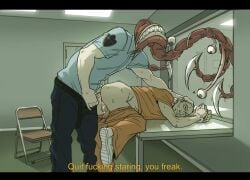 anal body_horror clownesque handcuffs kiseijuu male_only male_penetrating_male monster monsterfucking non-human non-human_head parasyte_the_maxim police_uniform prison_uniform tagme uragami_(parasyte)