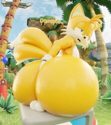 1boy 3d 3d_(artwork) aidenz anthro ass balls big_ass bubble_butt butt_digging digging_up_in_they_ass fat_ass fox furry furry_only green_hill_zone huge_ass large_ass looking_pleasured male male_only massive_ass nude nude_male outdoors sdiybt sitting sitting_on_object solo sonic_(series) sonic_the_hedgehog_(series) tail tails tails_the_fox thick_ass uncle_aiden