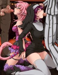 animal_ears animeflux cum eye_patch fellatio garter heels lutci megane nekomimi nopan nun penis pussy skirt_lift tail thighhighs uncensored