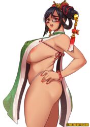 1girls :3 big_ass big_breasts breasts facing_viewer female glasses huge_breasts looking_at_viewer pose samurai_shodown snk solo standing wu-ruixiang