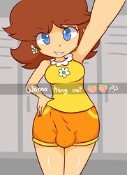 1futa ball_bulge balls balls_under_clothes breasts bulge cameltail clothing duplichance emoji erection erection_under_clothes futa_only futanari intersex large_breasts mario_(series) mario_tennis nintendo penis penis_bulge penis_under_clothes princess_daisy selfie snapchat tennis_uniform tenting wide_hips