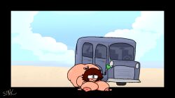 1girls big_ass big_breasts bikini breasts car confusion female huge_ass huge_breasts lying lying_on_stomach massive_ass massive_breasts mikal_(sinktober) naked sink_(sinktober)