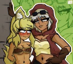 2girls before_sex blonde_female blonde_hair dark-skinned_female dark_skin female female_only flushed flushed_face flustered jojo's_bizarre_adventure lesbian_couple lesbian_focus liru looking_at_another looking_at_partner mariah_(jjba) renkin_san-kyuu_magical_pokaan seducing seduction seductive seductive_eyes seductive_gaze seductive_look seductive_pose seductive_smile size_difference stardust_crusaders taller_female taller_girl tan_skin tanned-skinned_female tanned_female tanned_girl tanned_skin two_girls white_hair wolf wolf_ears wolf_girl wolf_tail yellow_hair yir_nsfw23 yuri yuri