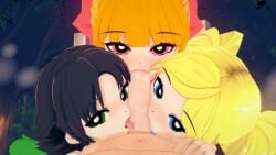 3d 3girls 3girls1boy adult_girl blossom_(powerpuff_girls) bubbles_(powerpuff_girls) buttercup_(powerpuff_girls) cartoon_network female oral_sex pov powerpuff_girls powerpuff_girls_2016 rizta