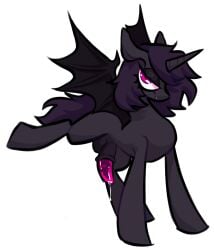 absurd_res alicorn bat_pony bat_wings black_body bodily_fluids c_rnage cum cum_drip dripping equid equine fangs female feral futanari genital_fluids genitals hasbro hi_res horn horse intersex mammal membrane_(anatomy) membranous_wings mlp_g4 my_little_pony mythological_creature mythological_equine mythology penis pink_eyes pink_penis pony precum precum_drip solo spread_wings teeth unusual_anatomy unusual_genitalia unusual_penis wings