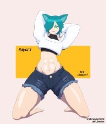 catboy cute feline femboy green_hair mr_naydee mrnaydee newhalf solo