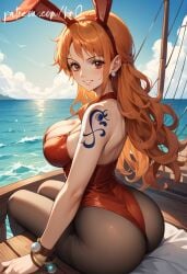 ai_generated ass breasts bunny_girl bunnysuit milf nami nami_(one_piece) one_piece