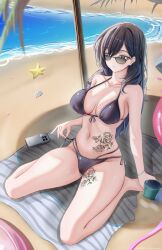 1girls ayase_yuu beach bikini female phase_connect phase_connect_jp shiraito virtual_youtuber