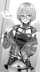 blush bow bow_earrings censored choker clothes_lift clothes_pull doorway dress dress_lift earrings english_text female glasses hair_between_eyes heart hololive hololive_gen_0 hololive_japan hoshimachi_suisei hoshimachi_suisei_(casual) jacket jewelry lace lace_choker lifting_own_clothes looking_at_viewer mosaic_censoring mp150_plus off_shoulder official_alternate_costume official_alternate_hair_length official_alternate_hairstyle open_door open_mouth pantyhose pantyhose_pull pussy pussy_juice quilted_jacket short_hair solo speech_bubble star_(symbol) star_in_eye symbol_in_eye virtual_youtuber