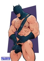 abs bara batman batman_(series) big_pecs black_ribbon bruce_wayne chest_hair dc dc_comics gloves hairy hairy_chest hairy_male male male_focus male_only masked masked_male meme meme_reference muscular muscular_male nipples nude_guy_wrapped_in_ribbons_standing_(meme) pecs penis_outline phausto pubes pubic_hair ribbon solo solo_male wrapped wrapped_penis