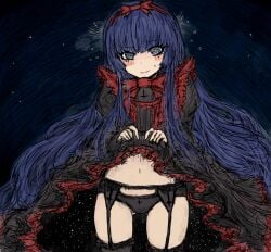 black_souls_2 blue_eyes blue_hair mabel_(black_souls) only_girl panties