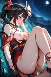 1girls ai_generated black_hair blush breast_grab breasts_out covering_mouth cum cum_on_face cum_on_legs detached_sleeves ecchidreams embarrassed feet gloves half-closed_eyes hand_over_mouth headgear hi_res honkai:_star_rail horny horny_female japanese_clothes kimono legs_together long_hair looking_at_another looking_down lying lying_on_back mask medium_breasts nipples orgasm orgasm_face penis pleasure_face pleasured pussy rape raped red_eyes rough_sex sandals shaking sparkle_(honkai:_star_rail) stable_diffusion tattoo twintails