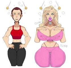 before_and_after bimbo bimbo_lips bimbofication bimbophi breast_expansion choker earrings expansion hourglass_figure huge_breasts hypnosis identity_death jewelry mind_control pendulum sports_bra sportswear thong transformation transformation_sequence wide_hips