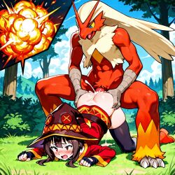 ai_generated blaziken crossover cum_in_pussy cute konosuba megumin pokemon pokemon_(species)