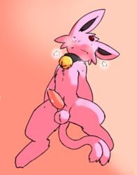 1boy 2019 animal_genitalia bell big_ears blush bodily_fluids breath collar eeveelution erection espeon faceless_male feet feline feral fur furry genital_fluids girly heavy_breathing hi_res male male_only miau nintendo nude original_character paws penis pink_background pink_fur pokémon_(species) pokemon pokemon_(species) pokemon_gsc precum purple_fur red_penis simple_background solo solo_male spread_legs tail testicles thick_thighs trembling video_games