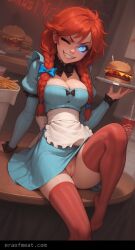 ai_generated cleavage meat_master public pussy restaurant voyeurism wendy's