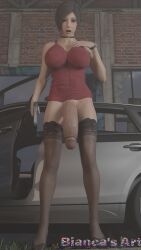 1futa 3d ada_wong black_hair bmanderssen1 capcom futanari gun huge_cock open_mouth penis resident_evil solo