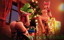 2girls ass_focus christmas evie_(paladins) maeve_(paladins) paladins