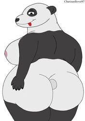 anthro ass big_breasts breasts charizardlover97 female giant_panda hi_res huge_breasts looking_at_viewer mammal nipples nude overweight overweight_female seductive simple_background slightly_chubby solo standing thick_thighs ursid voluptuous