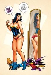 1woman ass big_ass big_boobs big_breasts big_tits black_hair_female boobs breasts dc_comics frank_cho mirror panties red_panties suit woman_only wonder_woman wonder_woman_(series)