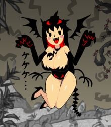 1girls armpits ass big_ass big_butt blush breasts cleavage clothed clothing costume cute demon demon_girl girl_(rhythm_heaven_fever) medium_breasts minus8 mob_face nintendo outdoors rhythm_heaven rhythm_heaven_fever shoes simple_face solo thick_thighs wide_hips