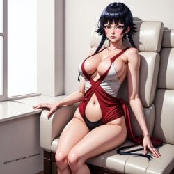 1girls ai_generated bleach breasts cleavage clothed clothing cute female female_only inside light-skinned_female light_skin looking_at_viewer seductive short_hair sitting soifon untoldaicreations untoldcreate