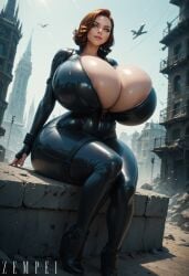 ai_generated black_widow_(marvel) bodysuit cleavage gigantic_breasts huge_ass huge_breasts marvel natasha_romanoff nipple_slip tagme thick_thighs venus_body voluptuous_female zempei