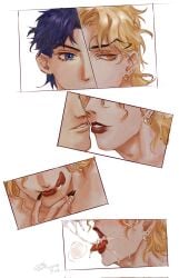 blonde_hair blue_eyes cum cum_in_mouth cum_on_face dio_brando gay gay_sex jojo's_bizarre_adventure jonathan_joestar phantom_blood yaoi