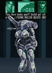 cow_print_bikini giantess gigantic_breasts humanoid metal_gear_rex pixel_art skolerin