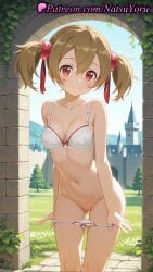 1girls 2025 ai ai_assisted ai_generated alfheim_online anime anime_style arch artist_name ass_visible_through_thighs ayano_keiko bangs bare_arms bare_shoulders blonde_hair blue_sky blush blush_stickers bow bow_bra bow_panties bra breasts brown_hair bust busty castle cleavage cleft_of_venus closed_mouth collarbone day female female_focus female_only flower grass groin hair_between_eyes hair_bobbles hair_ornament hair_ribbon hair_ribbons hentai hi_res high_quality high_resolution highres leaning_forward looking_at_viewer medium_breasts natsuyoru navel outdoors paipan panties pantsu panty_pull patreon plant pulled_by_self pussy red_eyes red_ribbon ribbon short_hair short_twintails silica sky small_breasts smile solo solo_female stable_diffusion standing stomach sword_art_online sword_art_online:_fairy_dance sword_art_online_alicization thighs twintails uncensored underwear underwear_only undressing vagina voluptuous voluptuous_female white_bra white_panties