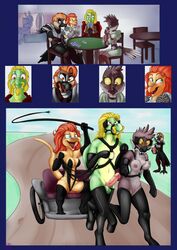 anthro avian bird bit_gag blinders bondage bouncing_breasts breasts card_game cassandra_(sek-raktaa) chariot dragon erection female femdom femsub gag gwenhyfar harness_gag lost_bet lost_clothes male male_and_female_subs malesub mordecai_(sek-raktaa) multiple_subs nude penis ponygirl ponyplay reptile sek-raktaa somalisalamder whip