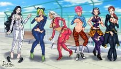 6+girls 6girls battle_tendency black_hair blush body_swap braid breasts dark-skinned_female dark_skin devilmarie devilmary diamond_is_unbreakable female female_only gang grabbing_own_breast green_hair group hair_bun human humanoid jojo's_bizarre_adventure jolyne_kujo light-skinned_female light_skin long_hair milf multiple_girls pale-skinned_female pale_skin pillar_men pillar_woman pink_hair purple_hair red_hair shinobu_kawajiri short_hair shounen_jump stone_ocean tomoko_higashikata toned trish_una vento_aureo white_hair yukako_yamagishi